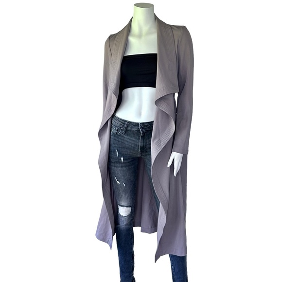 Revamped Jackets & Blazers - Revamped Waterfall Flowy Cardigan Belted Duster Trench Jacket Coat